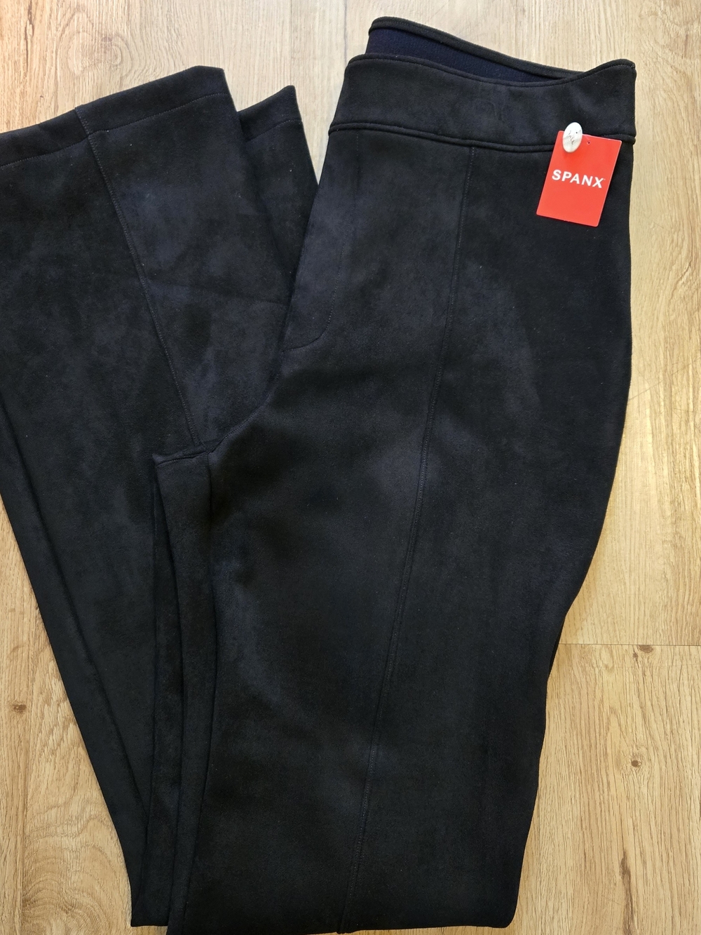 Spanx Faux Suede Flair Bottom Black Shaping Pull-On Highrise Trouser 1X Tall